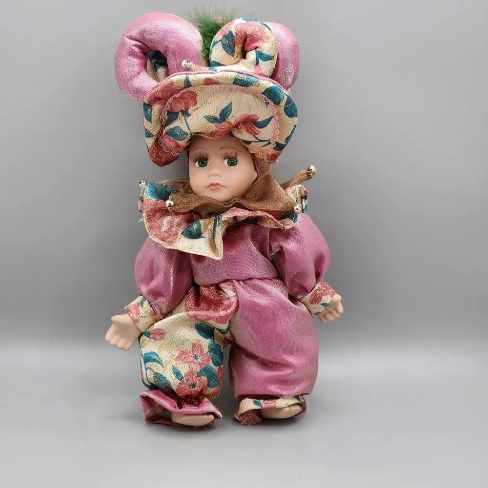 Italian Venetian Porcelain Carnival Harlequin Doll 11 inches